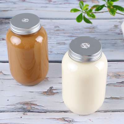 500ml 600ml 650ml Creative New design Fat Plastic Bottle Liquid Juice Mike Tea Beverage Drinking Bottle with Aluminium Cap